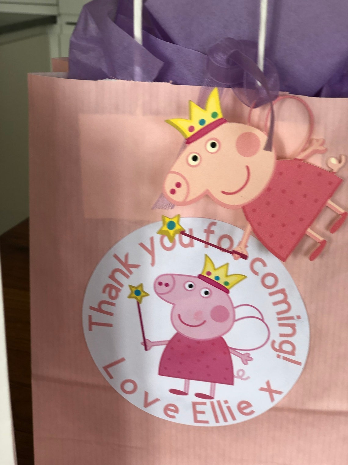Personalised Peppa Pig Party Bags. Pack of 6 gift bags with Etsy