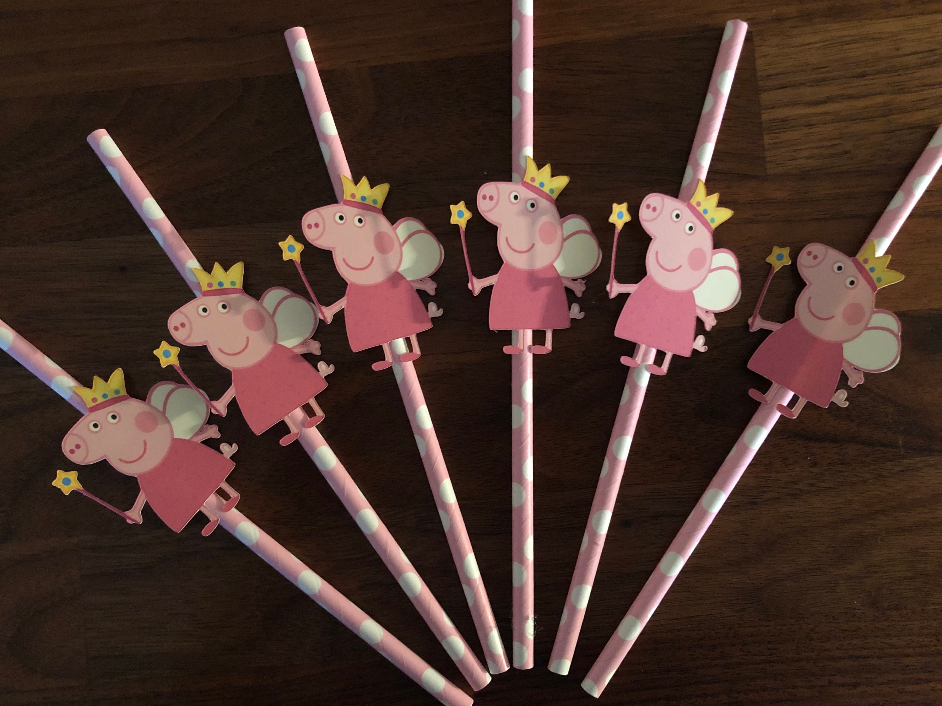 Peppa Pig Party Paper Straws. Pink & White Spotty Straws with Etsy