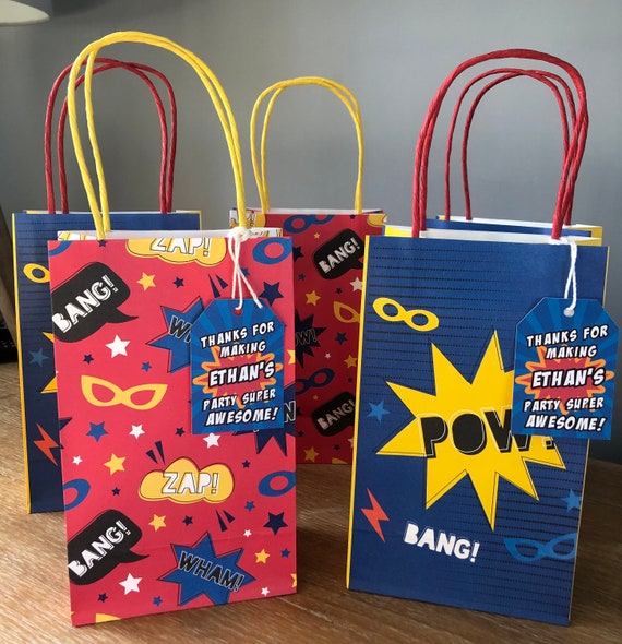 Fun Superhero Personalised Birthday Party Bags. Superhero