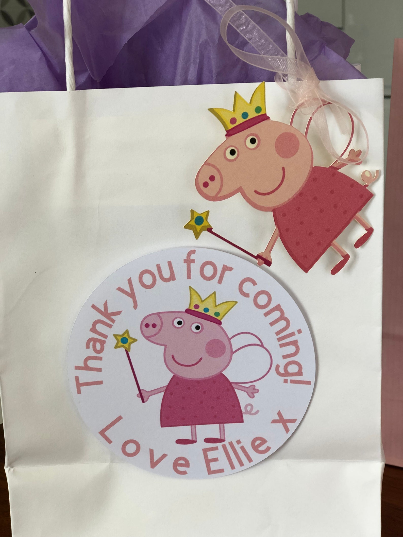 Personalised Peppa Pig Party Bags. Pack of 6 gift bags with Etsy