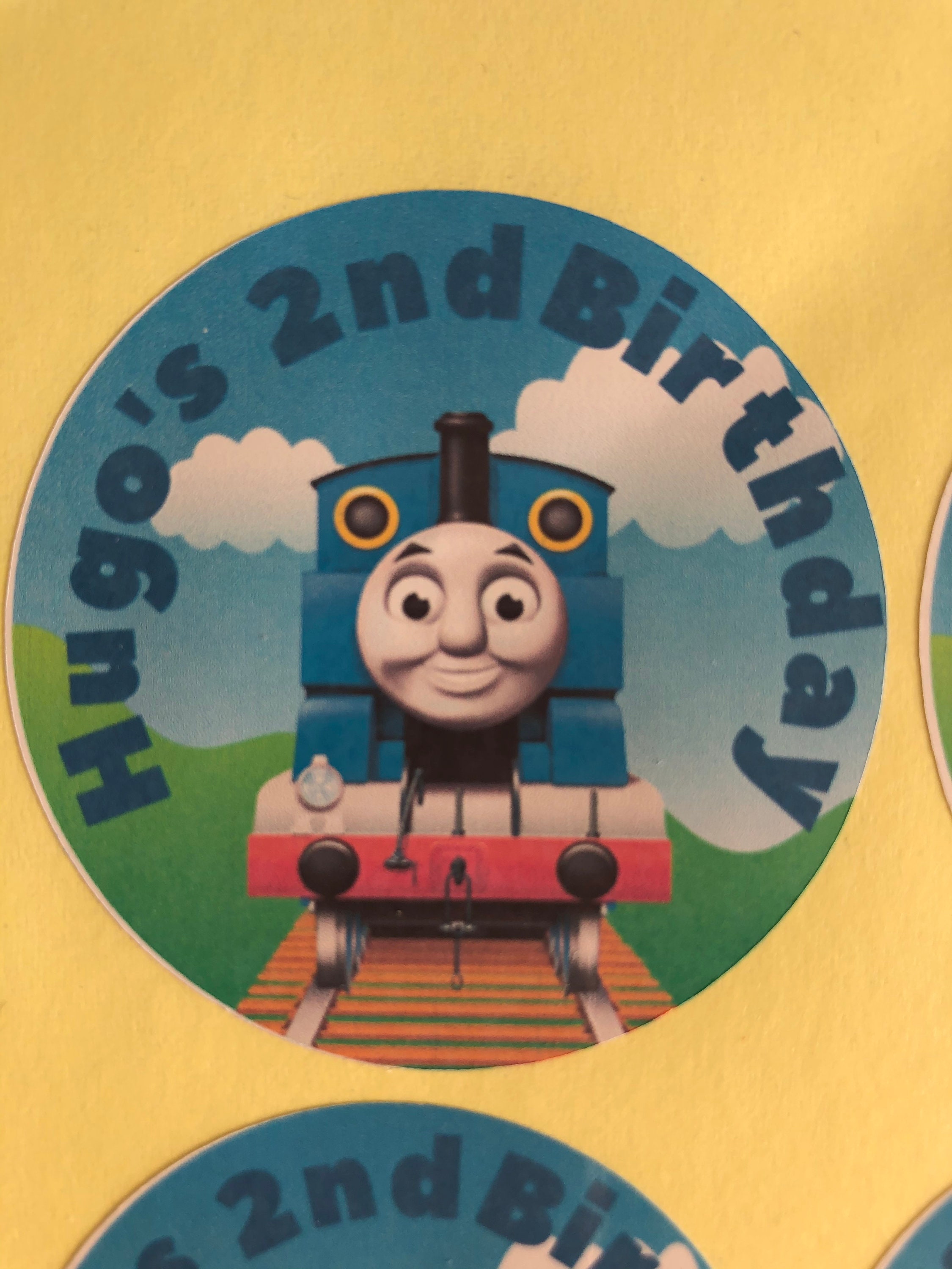 15 Personalised Thomas the Tank Birthday Party Sweet Cone Stickers Seals 