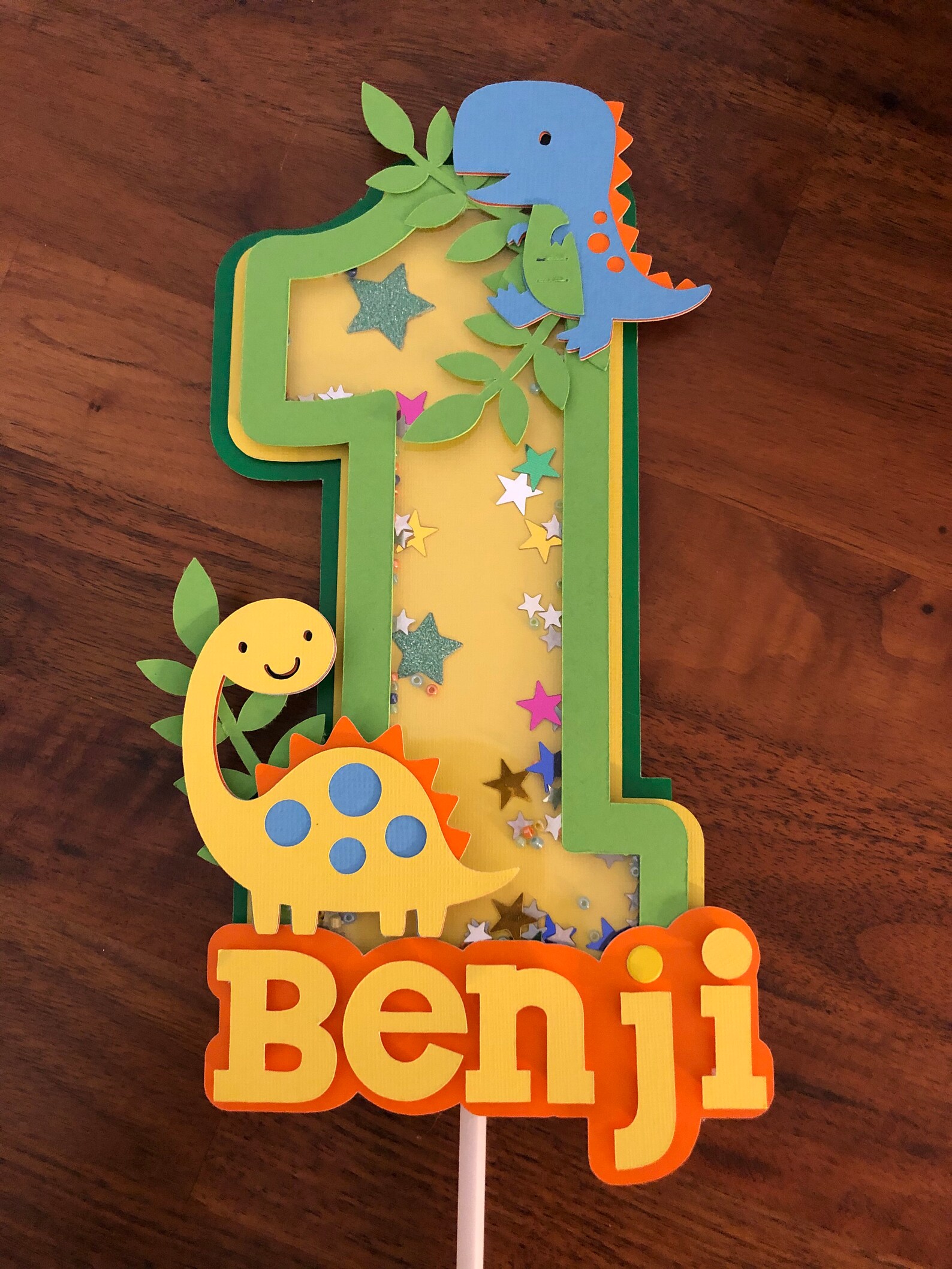 Dinosaur Personalised Shaker Birthday Cake Topper. 3d Etsy