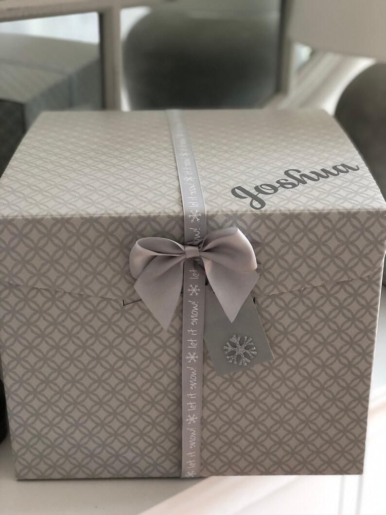 Personalised Christmas Gift Box With Matching Ribbon. - Etsy UK