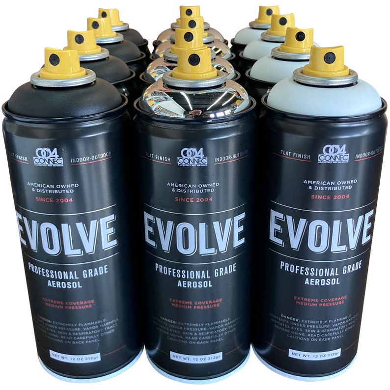 Evolve Medium Pressure Spray Paint 12 Pack black White & Etsy
