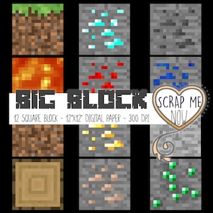 Big Blocks - carta digitale di 12 texture diverse quadrate da usare per decorazioni, scrapbooking, inviti, sfondi, feste, wrapping paper