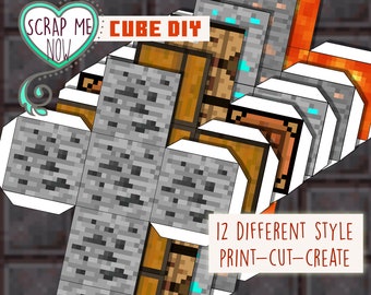 printable cube set - A4 300DPI size - 12 different textures suitable for decorations, creations, invitations, kids game