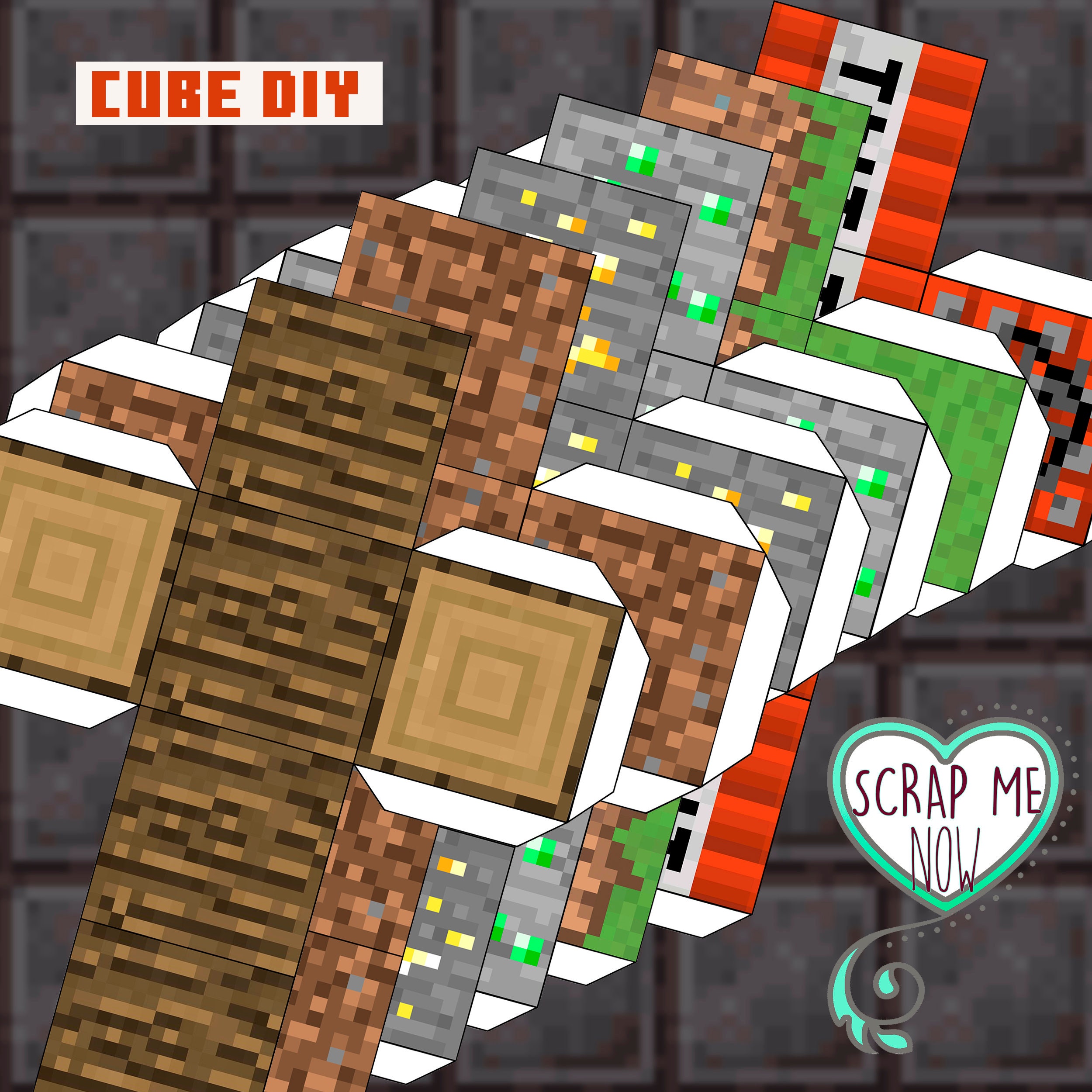Minecraft Texture Cube Set - 12 Sheets