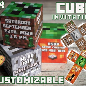 Cubo invito di Compleanno -DIY- cubo invito stampabile: personalizza, stampa e crea il tuo cubo gaming - DOWNLOAD IMMEDIATO