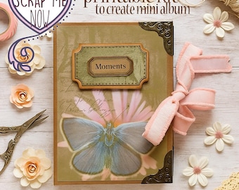 Digital Floral Mini Album – Printable Kit with Templates, Pockets and Die Cuts – Junk Journal, Scrapbooking & Crafts