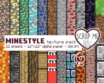 Mine Style Digital Paper-pack of 22 different textures suitable for invitations scrapbooking,backgrounds,parties,decorations,wrapping paper