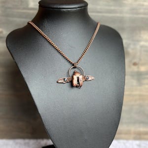 Scarab Beetle with Labradorite Pendant | Copper | Electroformed