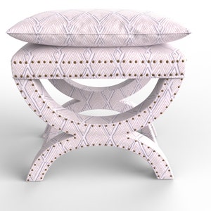 X Bench - Ottoman - Custom upholstery - Fabric Included - Nailhead trim - Pillowtop bench - Small bench - Linen bench -designer stool