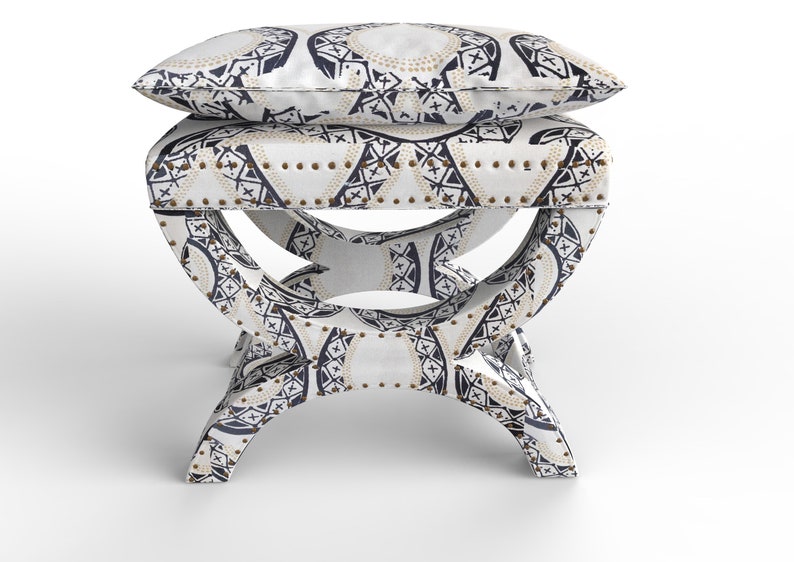 X Bench Ottoman Custom Upholstery Fabric Included Nailhead Trim Pillowtop Bench Small Bench