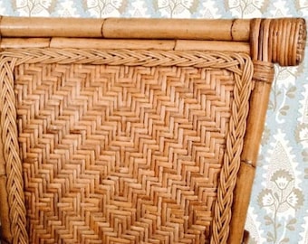 Mid century rattan chair- vintage rattan chair- woven- bamboo legs chair- palm beach- coastal chair-