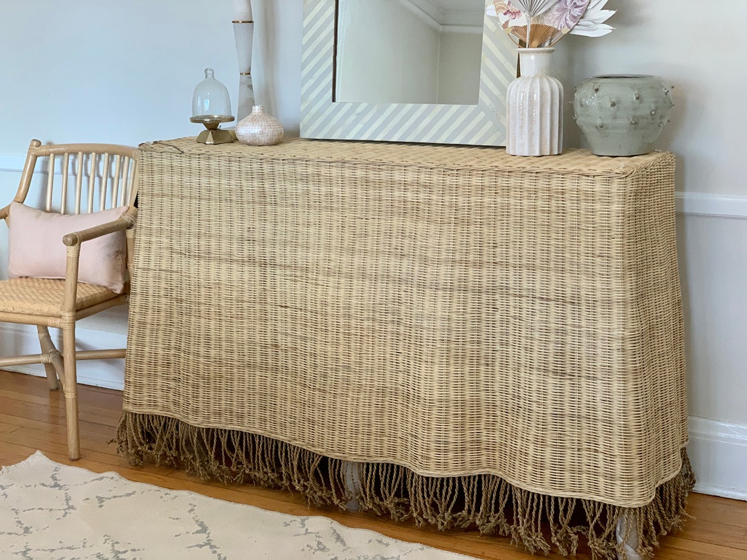 Scalloped wicker side table online