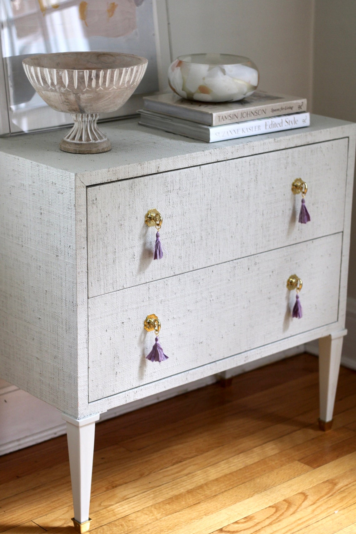 Grasscloth Nightstand grasscloth Entry Table Rattan Grasscloth Dresser ...