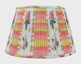 Pleated lampshade-cotton pleated lampshade- grandmillenial lampshade-modern lampshade-colorful printed lampshade- gathered lampshade
