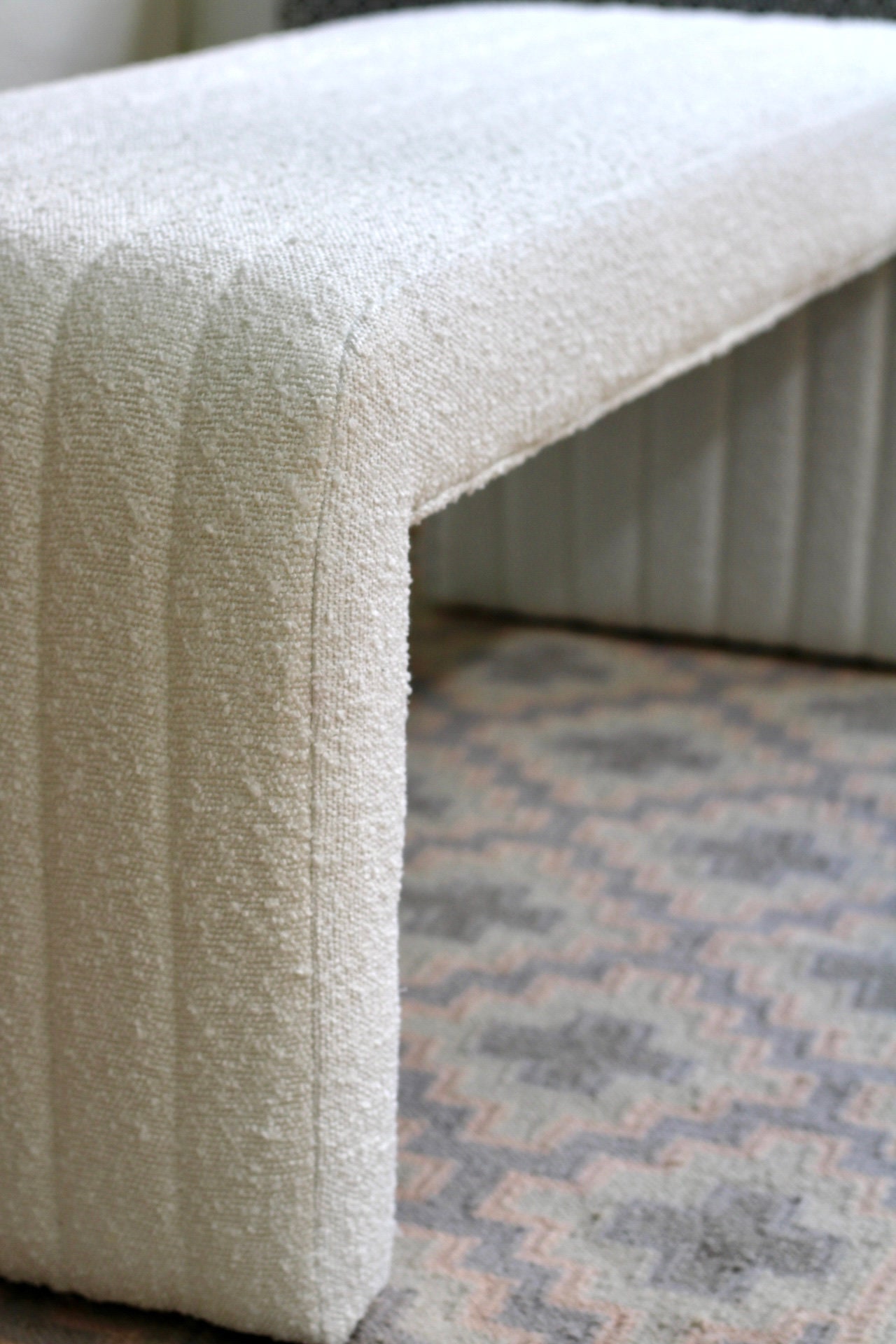 Waterfall Style Bench Boucle Waterfall Bench Waterfall Bench Boucle Upholstery Solid Wood ...