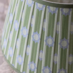 Box Pleated lampshade-cotton pleated lampshade- grandmillenial lampshade-modern lampshade-colorful striped lampshade- gathered lampshade-