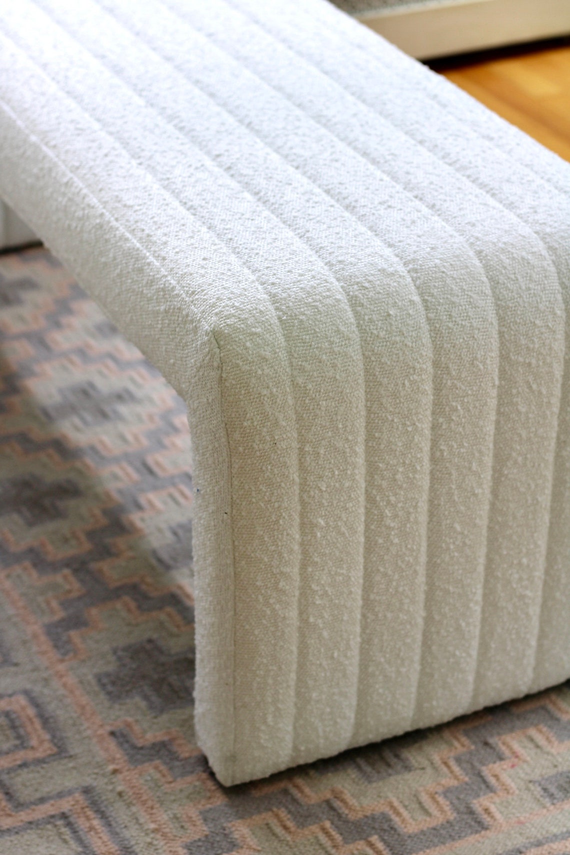 Boucle Waterfall Bench Waterfall Bench Boucle Upholstery Etsy