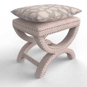 X Bench - Ottoman - Custom upholstery - Fabric Included - Nailhead trim - Pillowtop bench - Small bench - Linen bench -designer stool