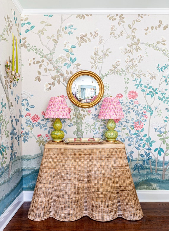 TROMPE L'OEIL Console Table - Vintage Wicker Console