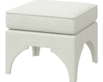 Boucle ottoman- custom ottoman - Custom upholstery - Fabric Included -  self welt trim  - Small bench - square stool- designer stool