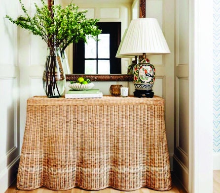 TROMPE L OEIL Console Table Vintage Wicker Console Rattan Console