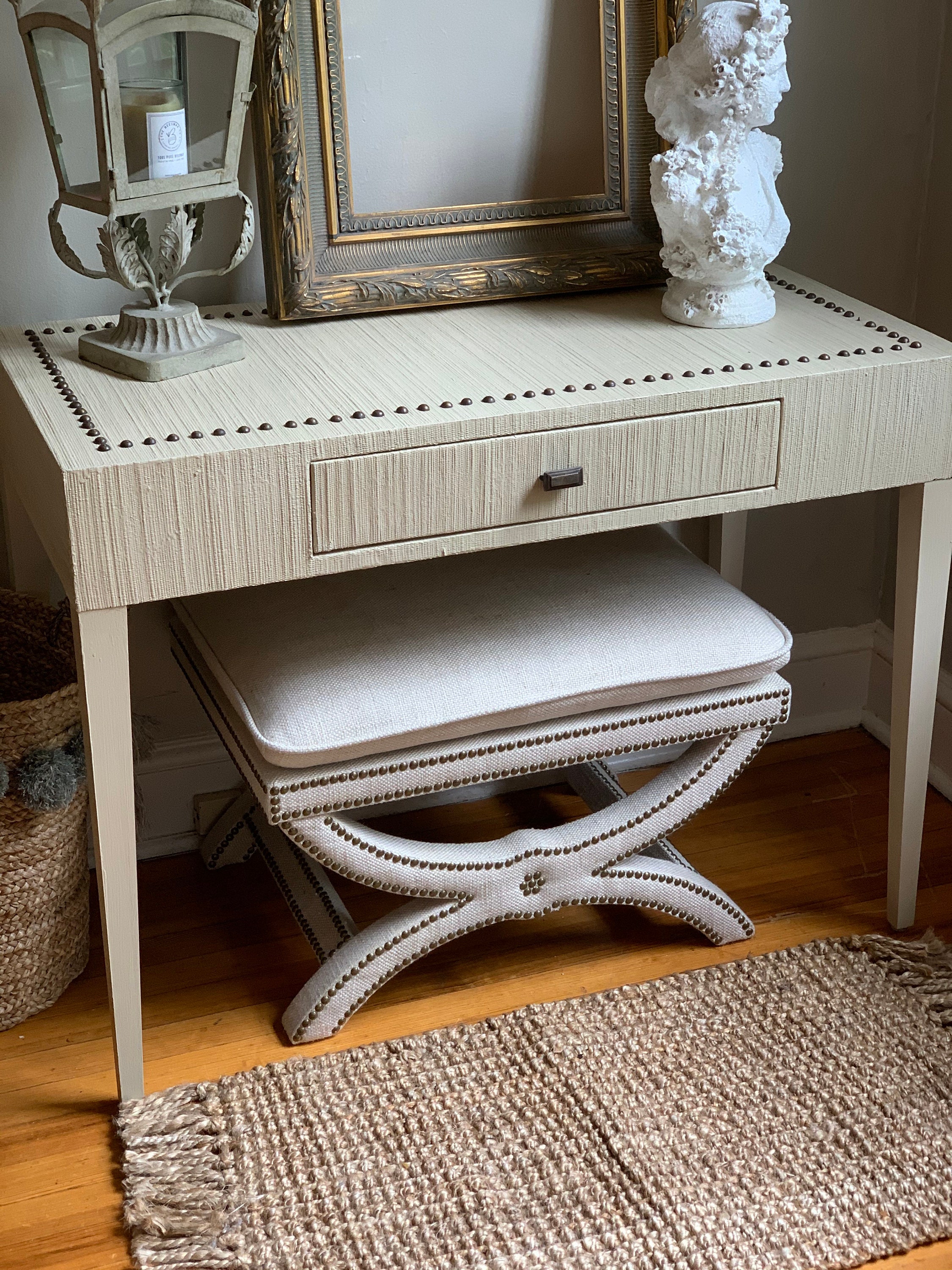 Grasscloth Raffia Console Table Desk rattan Etsy