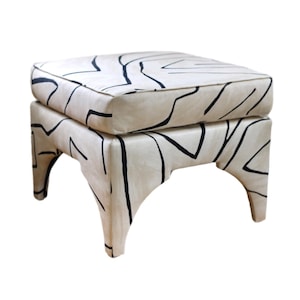 Individueller Polsterhocker - Leinenhocker nach Maß - Polsterhocker nach Maß - Designerhocker - Kleine Bank - quadratischer Hocker - Designerhocker