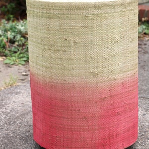 Vintage style Grasscloth ombre drum table 1970&#39;s - 1980&#39;s -vintage drum table grasscloth - Karl Springer -raffia - grasscloth side table