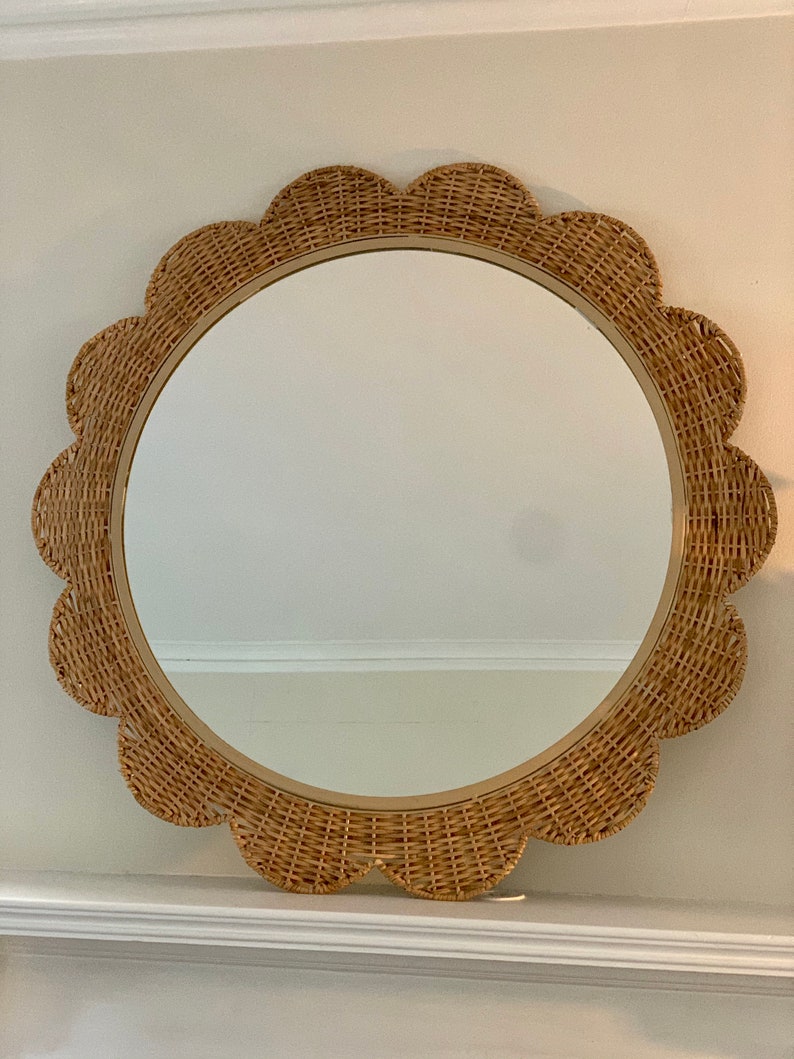 Scalloped Wicker Mirror Custom Listing for Alyssa Rattan Etsy