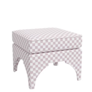 Printed ottoman- linen ottoman - Custom upholstery - Fabric Included -  self welt trim  - Small bench - square stool -designer stool