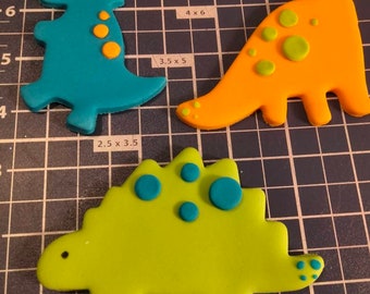 Set of 3 plus number for age. Dinosaur edible cake toppers