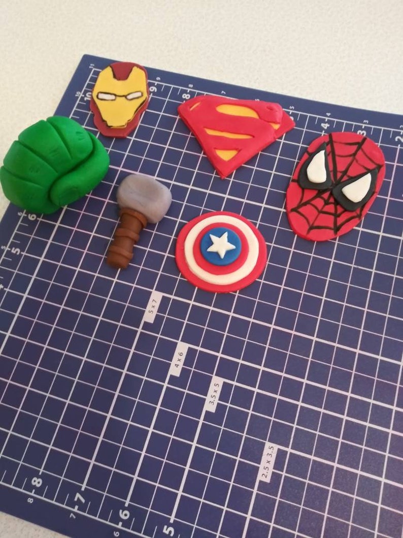 Superhero Cake Topper Set of 6. Etsy