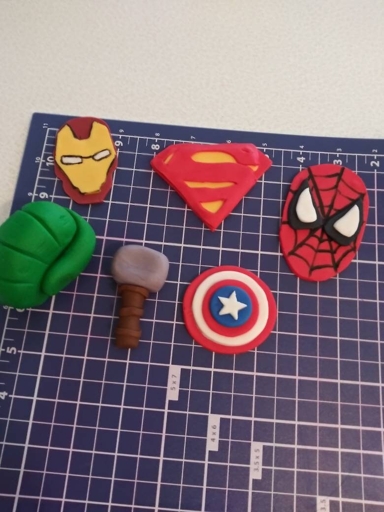 Superhero cake topper set of 6. | Etsy