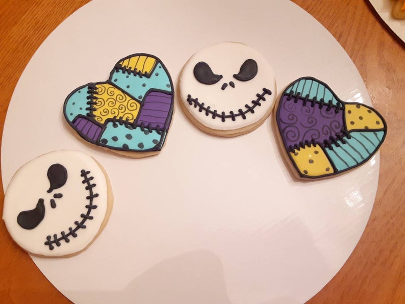 Jack and Sally decorated cookies. Set of 12. Etsy