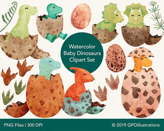 Download Baby Dinosaurs Watercolor Clipart Dinosaur Baby Shower Etsy