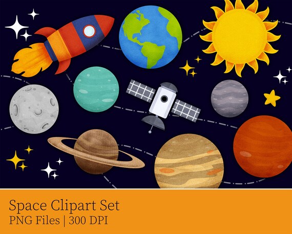 Outer Space Clip Art Space Ship Clipart Space Art Prints Etsy