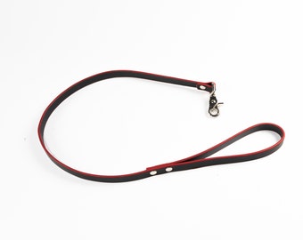 Red edged black leather leash