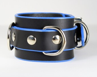 Black and Blue leather cuffs