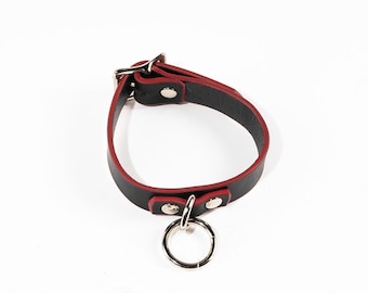Black Collar with Red Edges, Locking Buckle and Front Ring