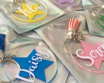 Personalised Name Keyrings For Kids, Name Keyrings, School Bag Name Tag, Back To School, Nursery Bag, Backpack Keyring, Book Bag Name Tag