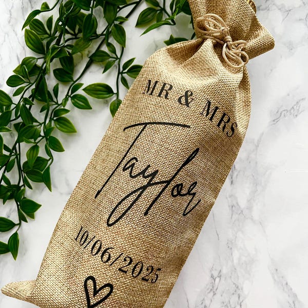 Bolsa personalizada para botellas de boda, regalos de boda, para la pareja, bolsa para botellas de vino, bolsa para botellas de champán, bolsa de regalo para vino, aniversario, recuerdos.