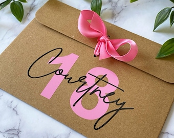 Birthday Money Envelopes, Personalised, Gift Envelopes, Cash Envelope, Milestone Birthday, 18th 21st 30th Birthday, Voucher Envelopes