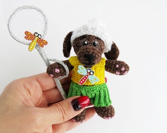 Mini dog for dolls, pet friend, miniature soft toys, personalized pocket gifts for mom, dog for christmas or birthday