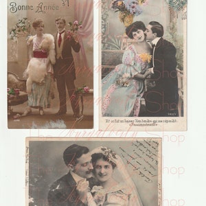 Carte postali francesi romantiche; Cartoline francesi; Cartoline antiche; DOWNLOAD DIGITALE ISTANTANEO