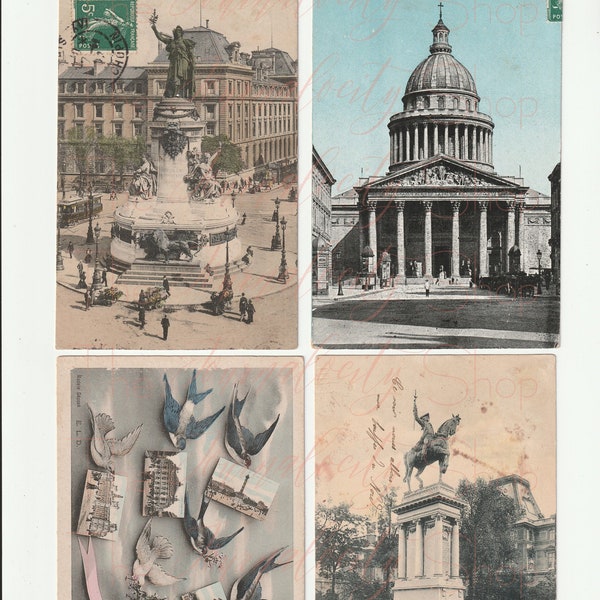 PARIS Postcards SET #1; French Postcards; Antique Postcards; INSTANT Digital Download