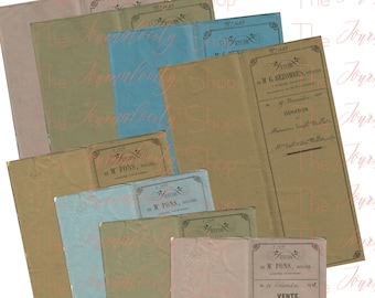 Antique French Document Covers: Aged Ephemera (Digital Download)