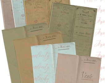 Antique French Document Covers: Aged Ephemera (Digital Download)
